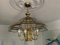 Brass and Glass Chandelier - $100