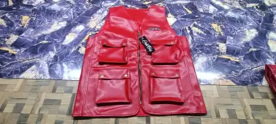 Customized Utility Vest | Multi-Pocket Faux Leather Vest, View more