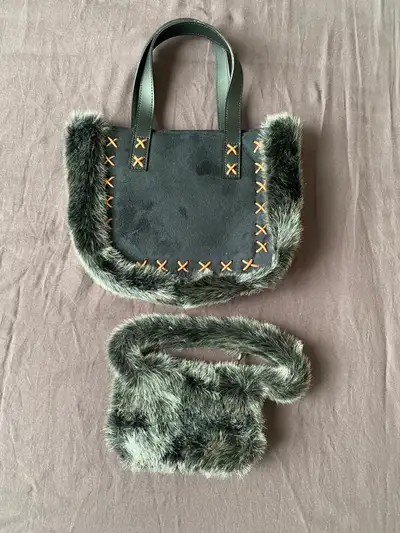 Faux Fur Trimmed Handbag, View more
