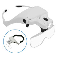 Headband LED Illuminated Head Magnifier Visor - 1X to 3.5X Zoom