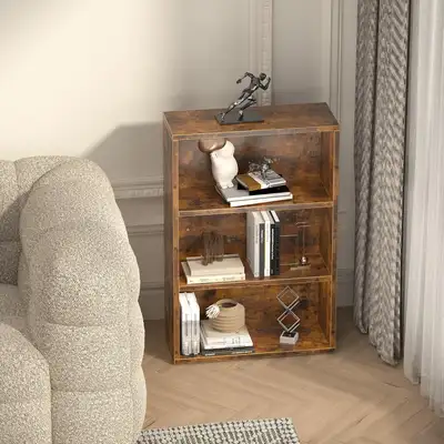 3 Shelf Bookcase, Wood Open Bookshelf with Storage Shelf, View more