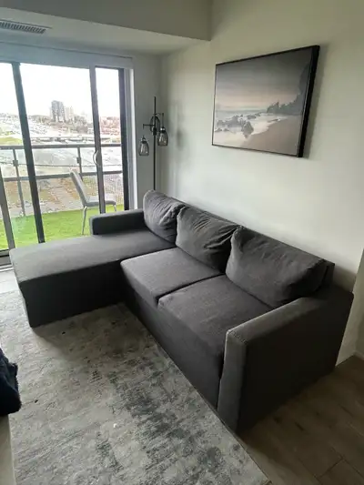 Dark Grey Sectional Couch with Sofa Bed, View more