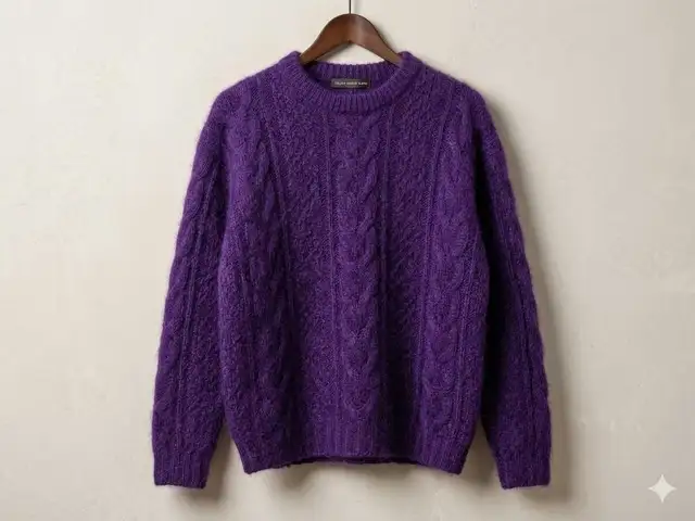 United Colors of Benetton Purple Mohair Cable Knit Sweater | Women's ...