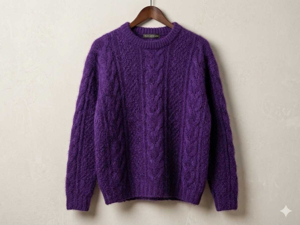United Colors of Benetton Purple Mohair Cable Knit Sweater | Women's ...