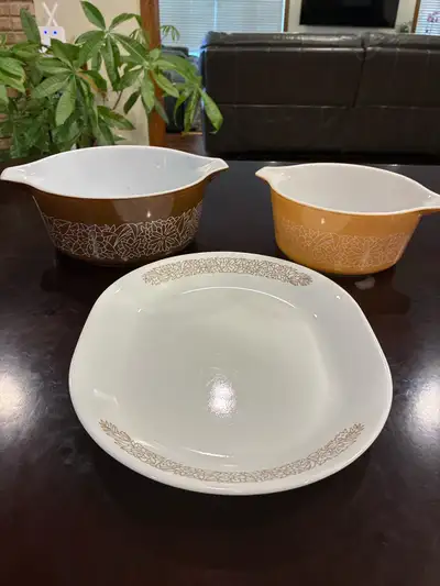 Pyrex and Corelle Casserole Dishes and Platter, View more