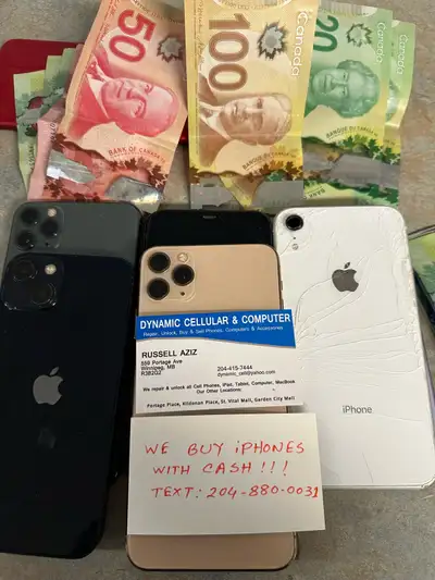 Buying used, slightly damaged iphones X (10) and up with Cash!! , View more