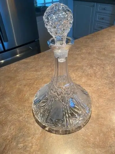 Exquisite Ship Captain's cut crystal decanter with topper home, View more