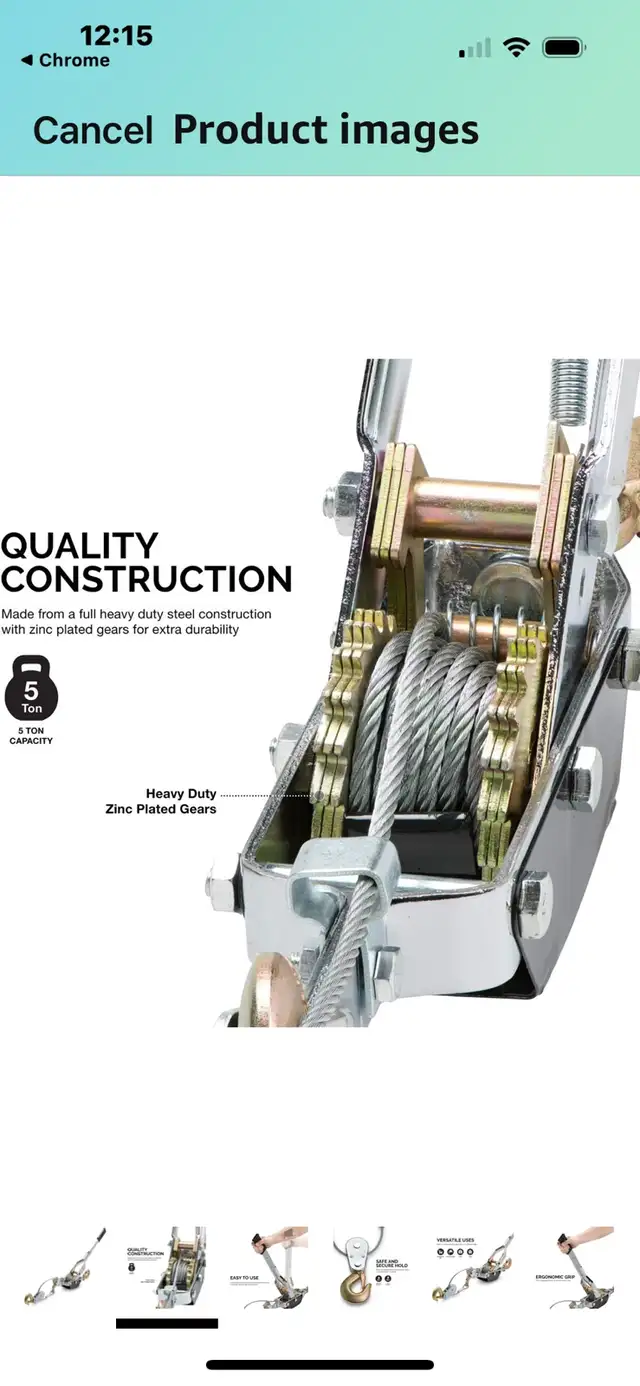 Neiko 02256A 5 Ton 3 Hook Heavy Duty Power Puller in Hand Tools in Markham / York Region - Image 5