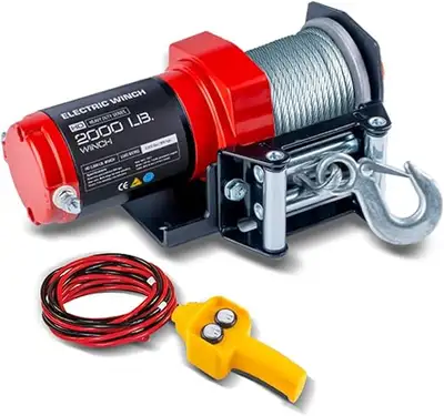 New 2000lb electric winches for ATVs, UTVs, cars, boats & more 12V DC motor with 153:1 gear ratio &...