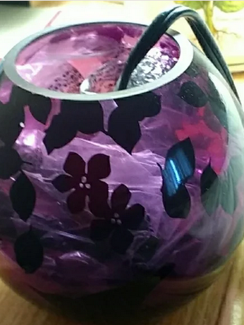 IKEA Knubbig Purple Leaf and Flower Glass Table Lamp, View more