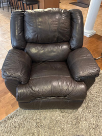 Brown leather recliner 