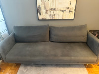 3 seater grey velvet sleeper couch 