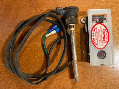 400 watts, turns your propane hot water heater into electric, doesn't alter the ability to still use...