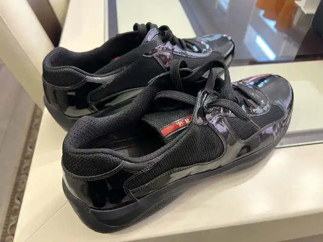 Prada Leather Americas Cup Original Sneakers Men's Size 12W! in Men's Shoes in Calgary - Image 11