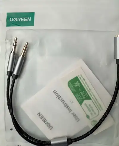 UGREEN Headphone Microphone Splitter Cable 3.5mm 2 Male to Femal, View more
