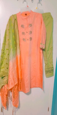  dress including patterned pant and fancy duppata