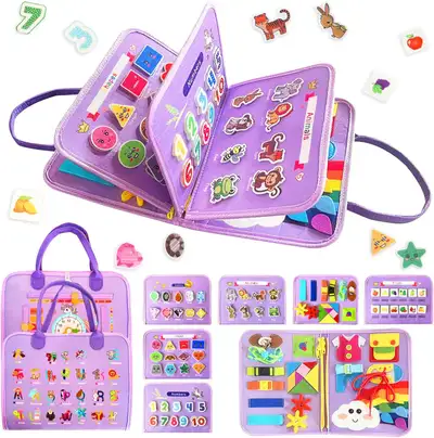 Montessori Activity Busy Book for Toddler -1-5 Years Old, purple, View more