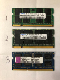 Laptop RAMs 2Rx8 pc2 / pc3 1gb / 2gb