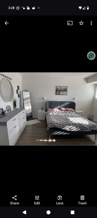 This spacious and bright master bedroom is available for rent and comes with plenty of natural light...