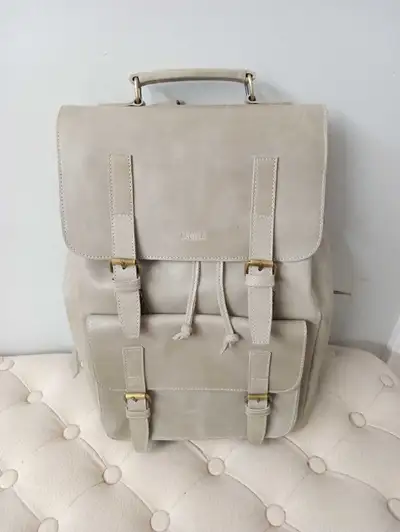 New Grey Full Size Genuine Leather Backpack, View more