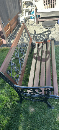 Metal and wooden bench