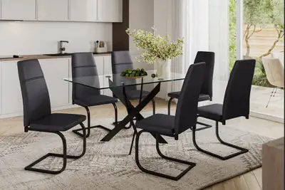 6 Seater Glass Dining Table Set – Modern & Stylish, View more