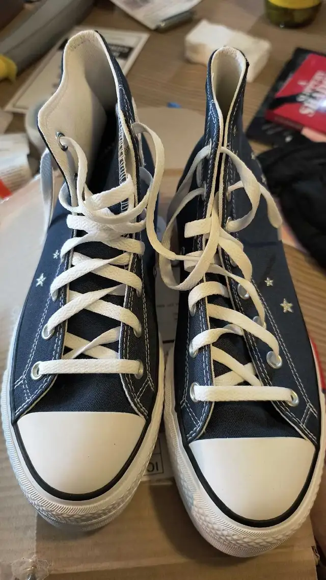 Converse Platform Shoes Navy with Embroidery  in Women's - Shoes in Peterborough - Image 2