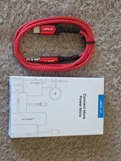 JSAUX USB-C to 3.5mm Aux Cable, 1 m – Red, View more