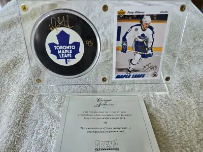 Doug Gilmore 1993 Autographed Hockey Card & Autographed Puck!, View more