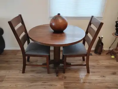 SOLID WOOD TABLE & CHAIRS & ORNAMENT $200, View more