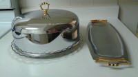 CONDITION NEW!  KROMEX CAKE DOME PLATE $100, SERVING TRAY $70
