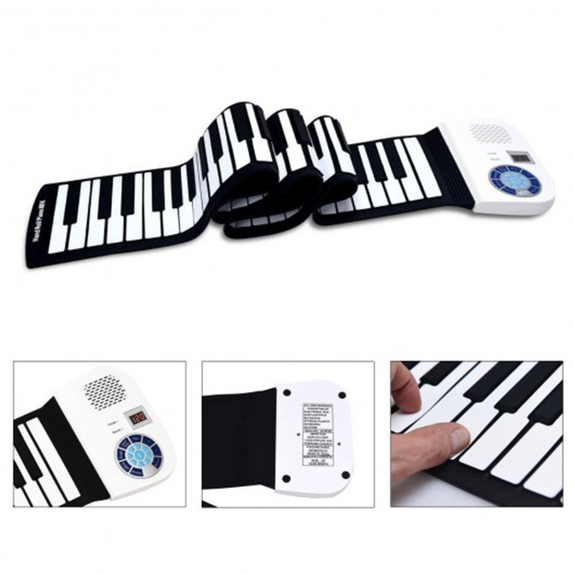 Electronic Roll Up Piano Silicone Keyboard For Beginners-White in Pianos & Keyboards in Kitchener / Waterloo - Image 4