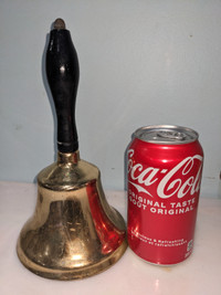9 inches tall wooden handle brass bell