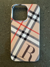iphone 13 Pro case (plaid with R initial)