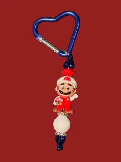 Porte-clés Perlé Artisanal – Super Mario  – Mousqueton Cœur, View more
