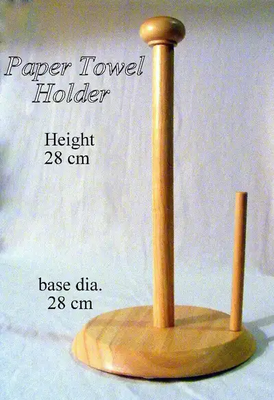 Counter Paper Towel holder  wood naturalfinish H34 cm, Dia9.5 cm, View more