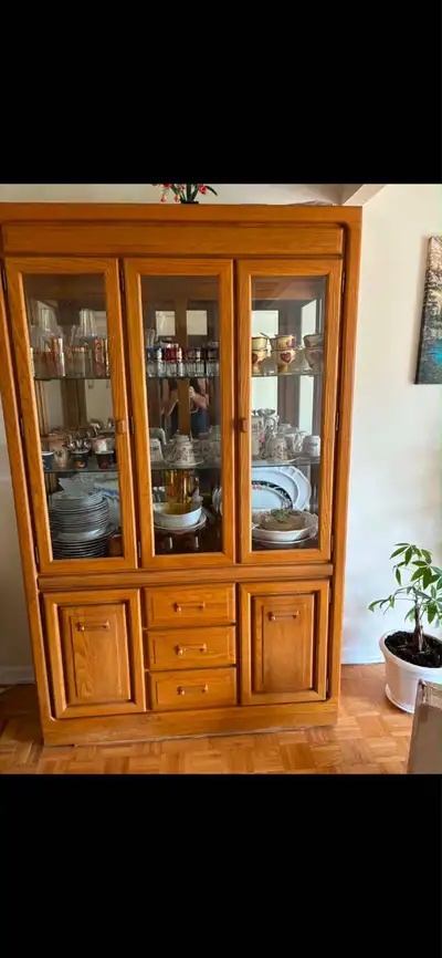 Solid Wood 3-Door China Cabinet / Hutch with Drawers (79" Tall), View more