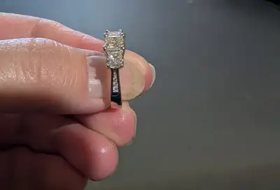 Ladies platinum and diamond ring, View more