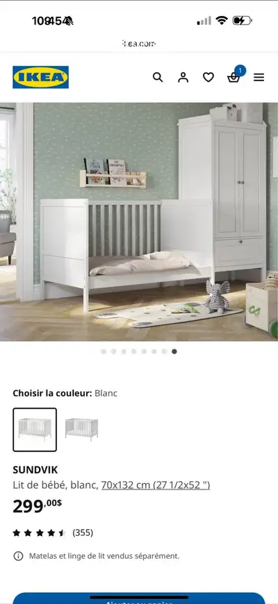 lit bebe ikea blanc, View more