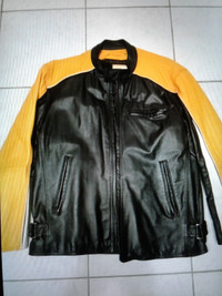 Motorcycle style leather jacket trading for weights 