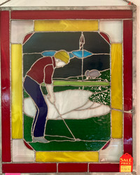 Golfer Stained Glass Art