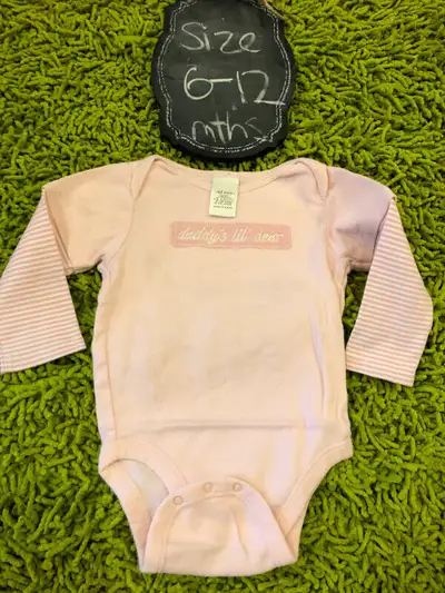 Cute pink Long sleeved onesie - 'Daddy’s little dear' - 6-12 mon, View more