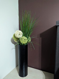 Artificial Grass and Hydrangea Vase