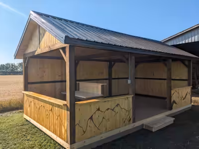New 12'x24' custom outdoor kitchen on treated skids. Wired, lighted, and fully finished. Includes a...