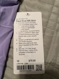 Lululemon Pace Rival MR Skirt - NWT - Size 10