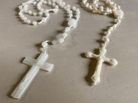Pair of vintage children’s white Beaded rosaries