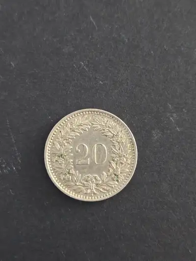 1961 Switzerland 20 Rappen Coin., View more