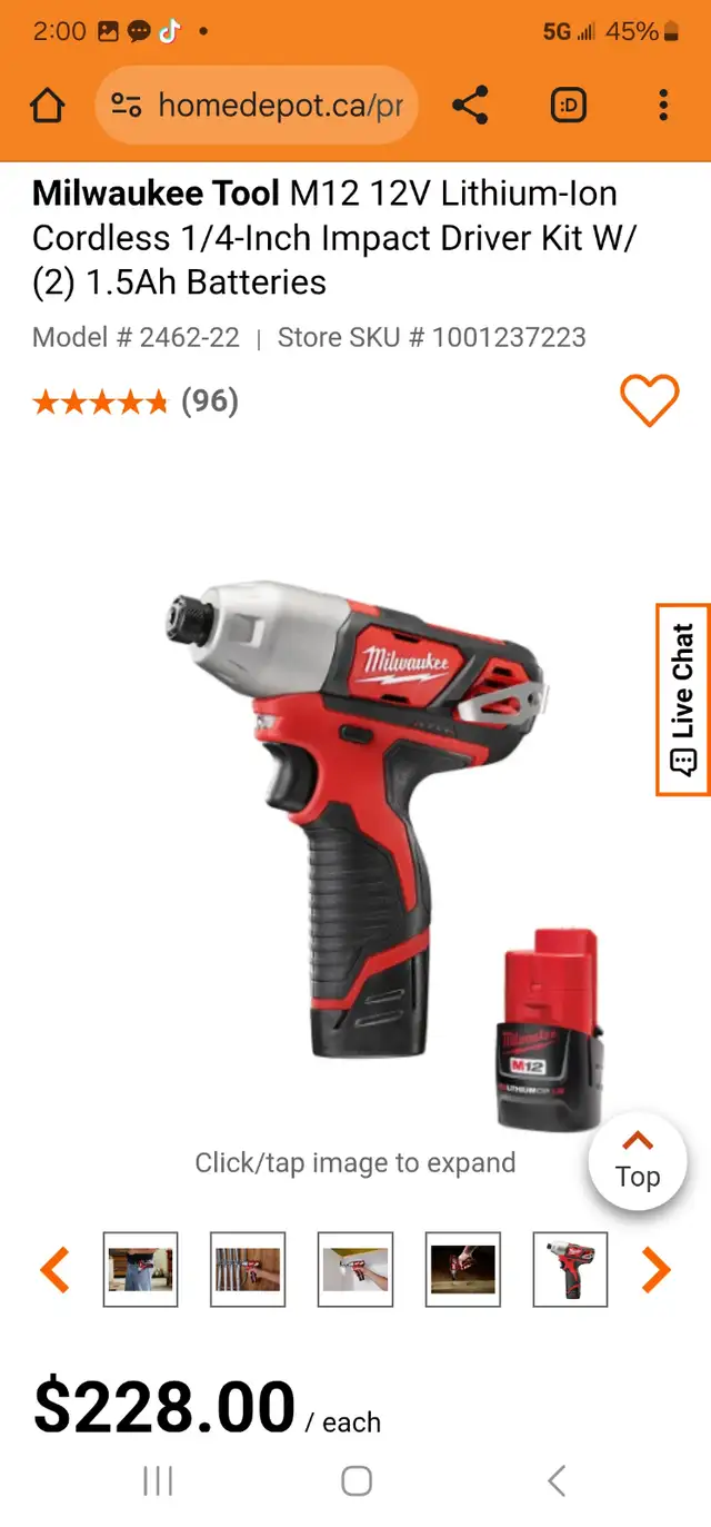 Milwaukee Tool M12 12-Volt Lithium-Ion Cordless 1/4" Hex Screw in Power Tools in Windsor Region - Image 4