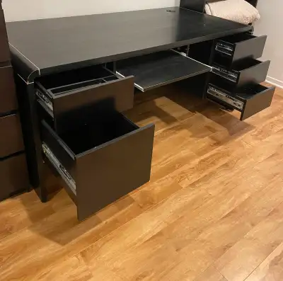 Bureau d’étude/travail en bois massif brun, View more
