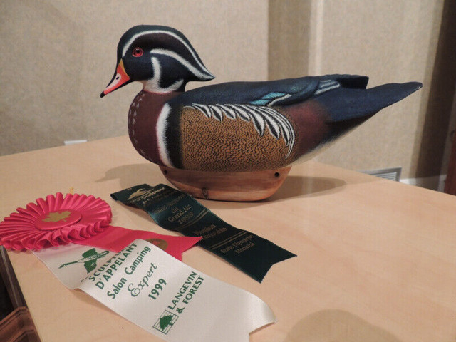 Canard sculpté par MICHEL LAMONTAGNE - Wood duck dans Art et objets de collection  à Longueuil/Rive Sud